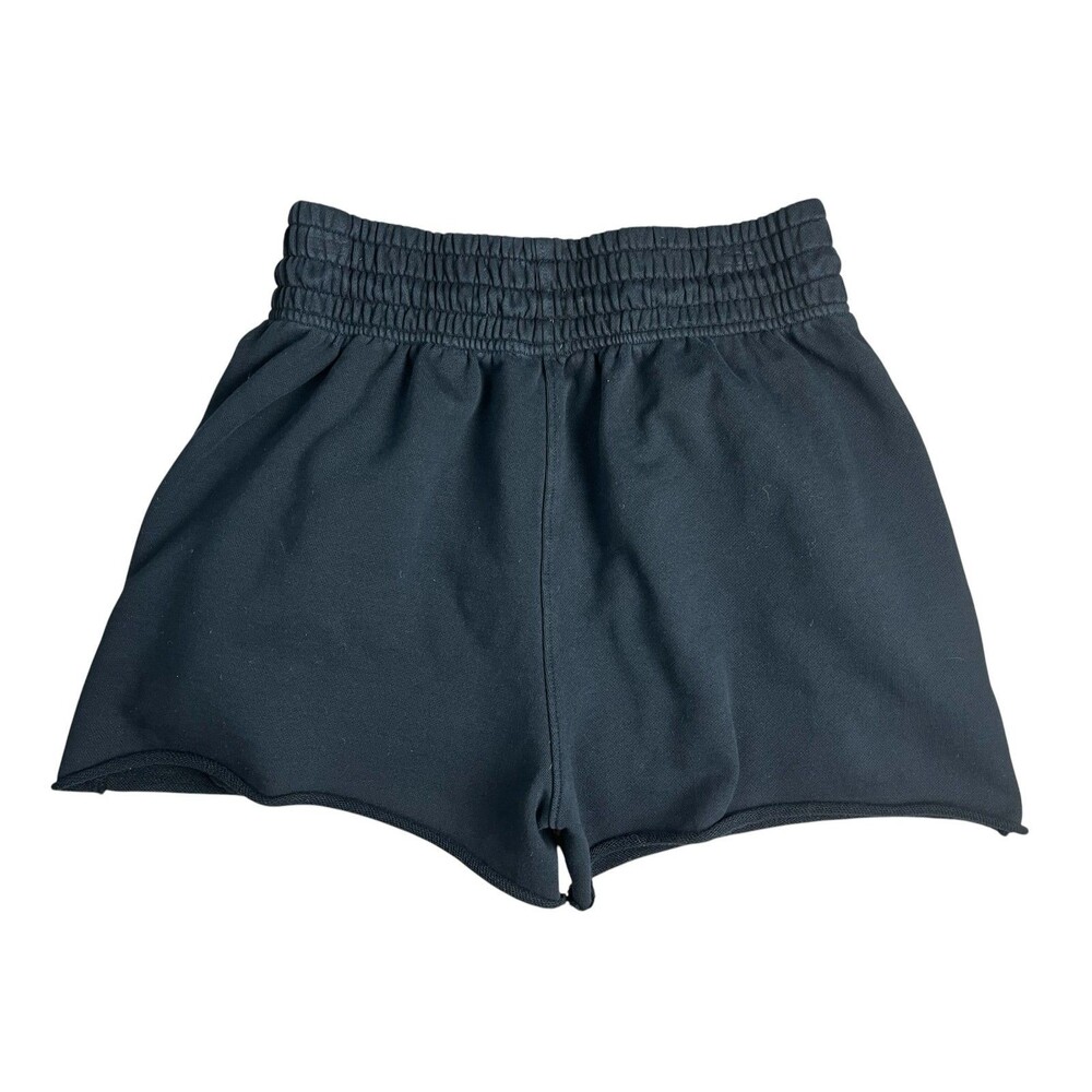 Agolde Womens Black Cut-Off Fleee Fleece Shorts Drawstring Sweat Shorts  Size S - Picture 2 of 9